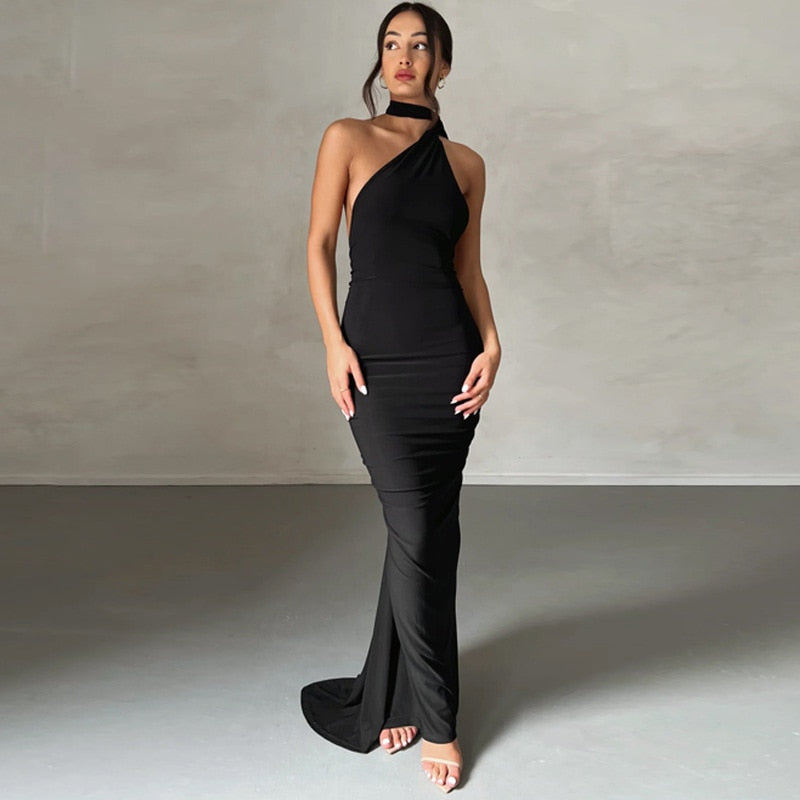 One Shoulder Backless Dress