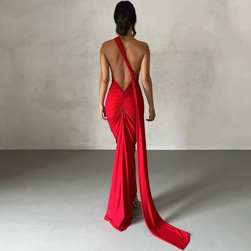 One Shoulder Backless Dress