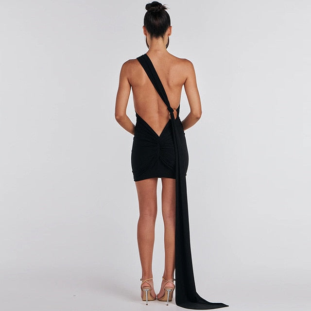 One Shoulder Backless Dress