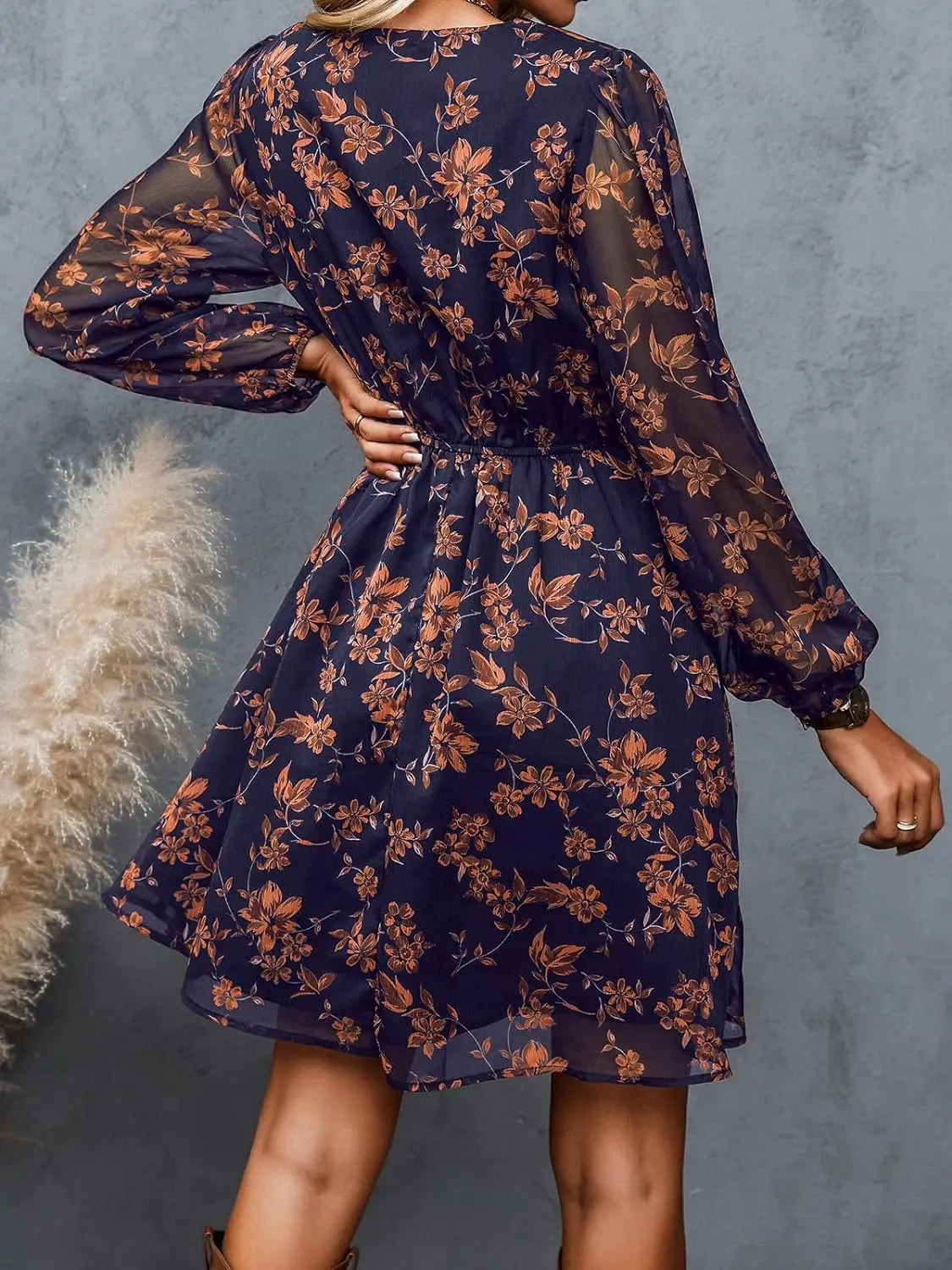 Floral Print Chiffon A-Line Mini Dress