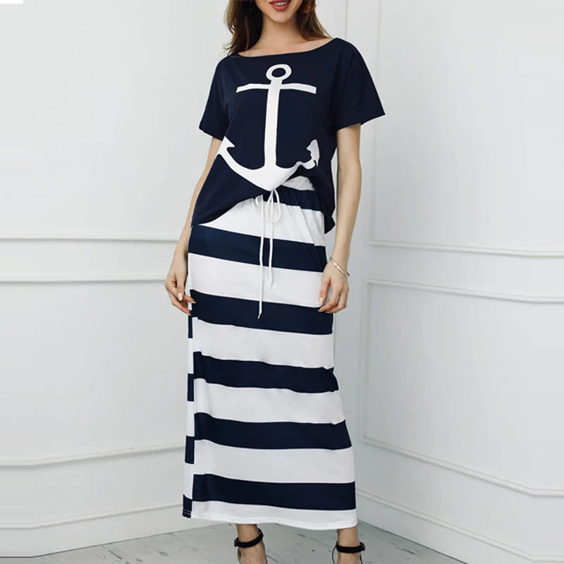 Striped Off Shoulder Maxi Dress