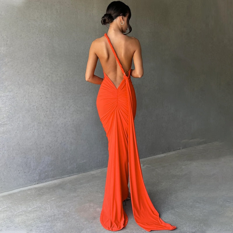 One Shoulder Backless Dress