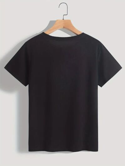 Letter Graphic Round Neck Short Sleeve T-Shirt