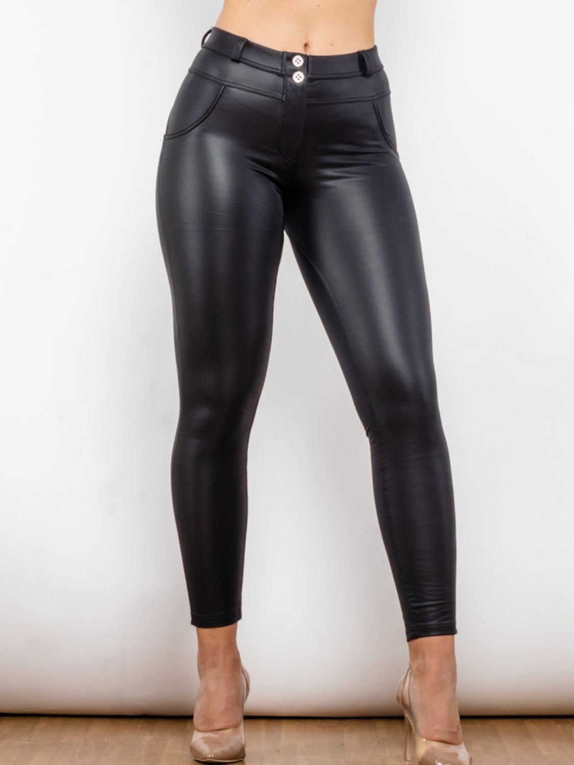 Leather Buttoned Long Pants