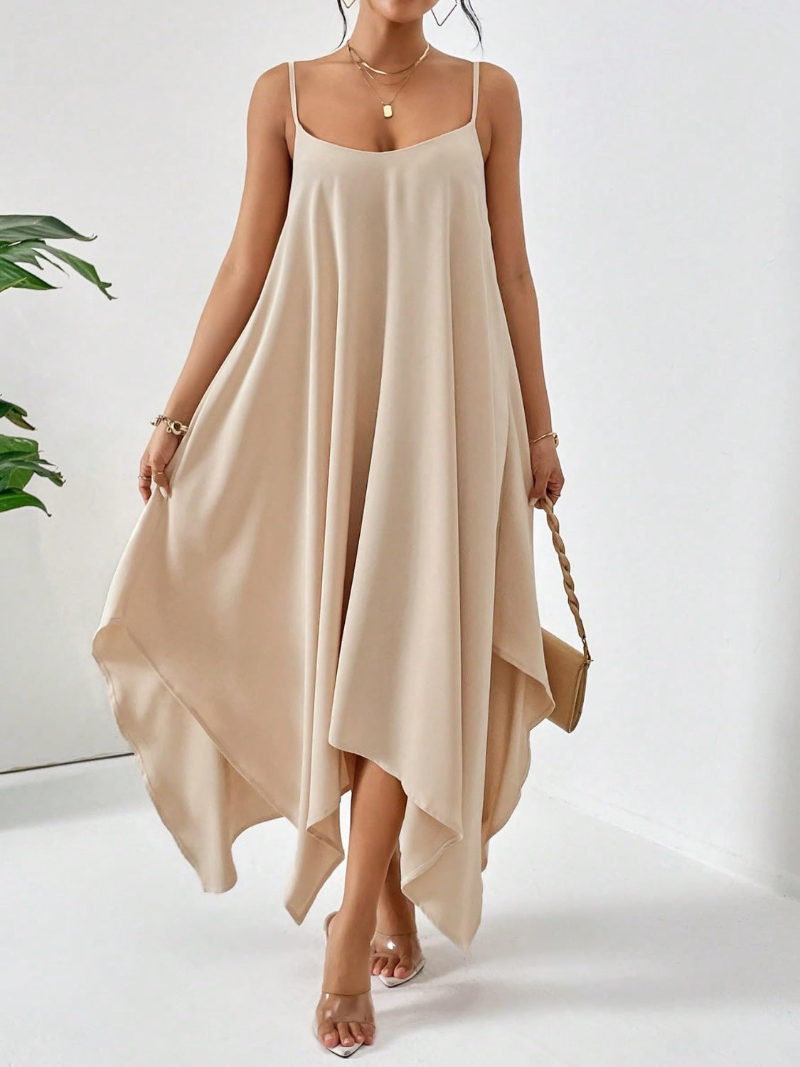 Scoop Neck Midi Cami Dress