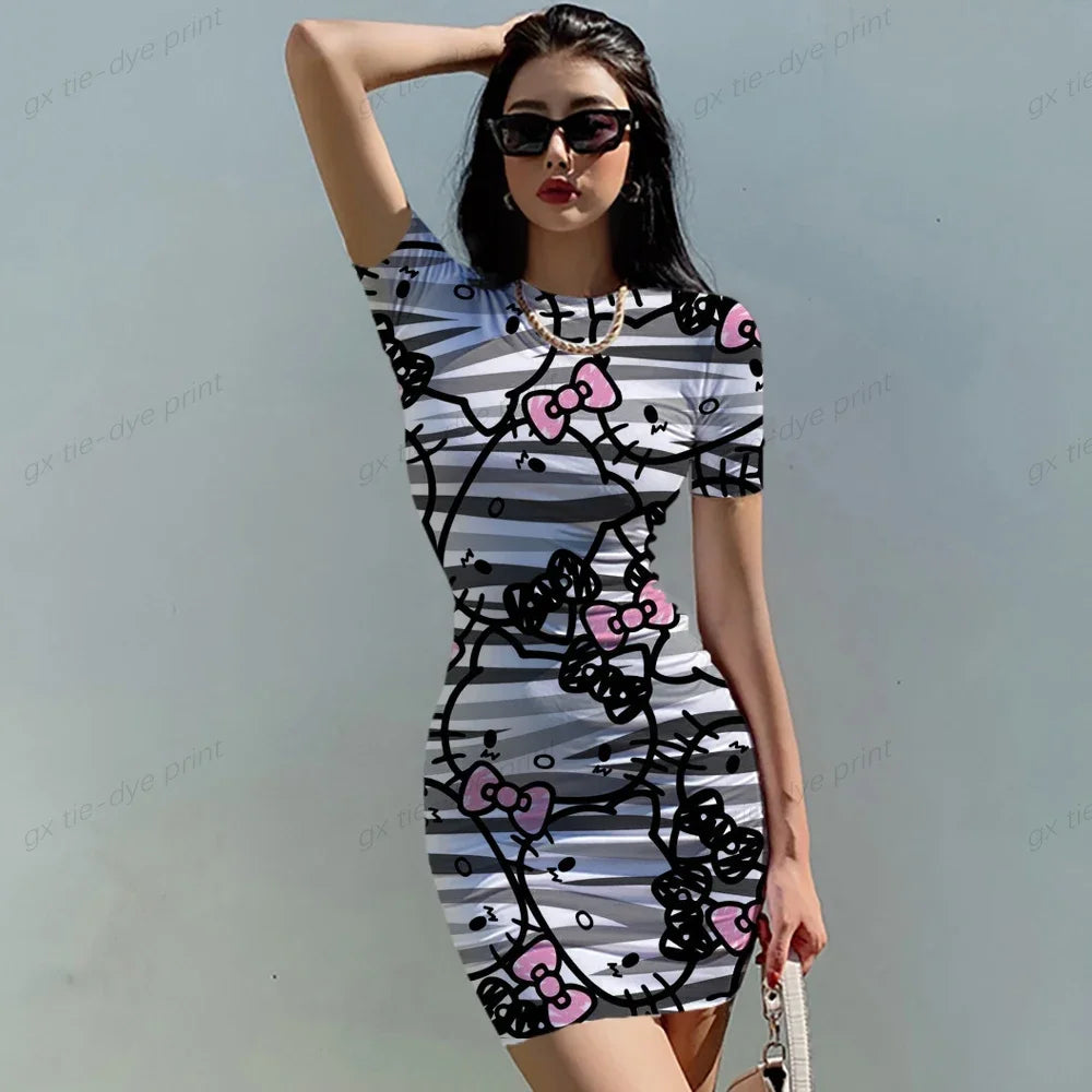 Hello Kitty Short Sleeve Bodycon Mini Dress