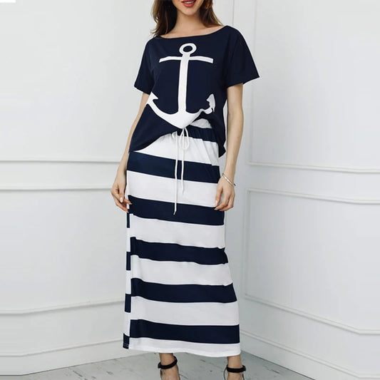 Striped Off Shoulder Maxi Dress