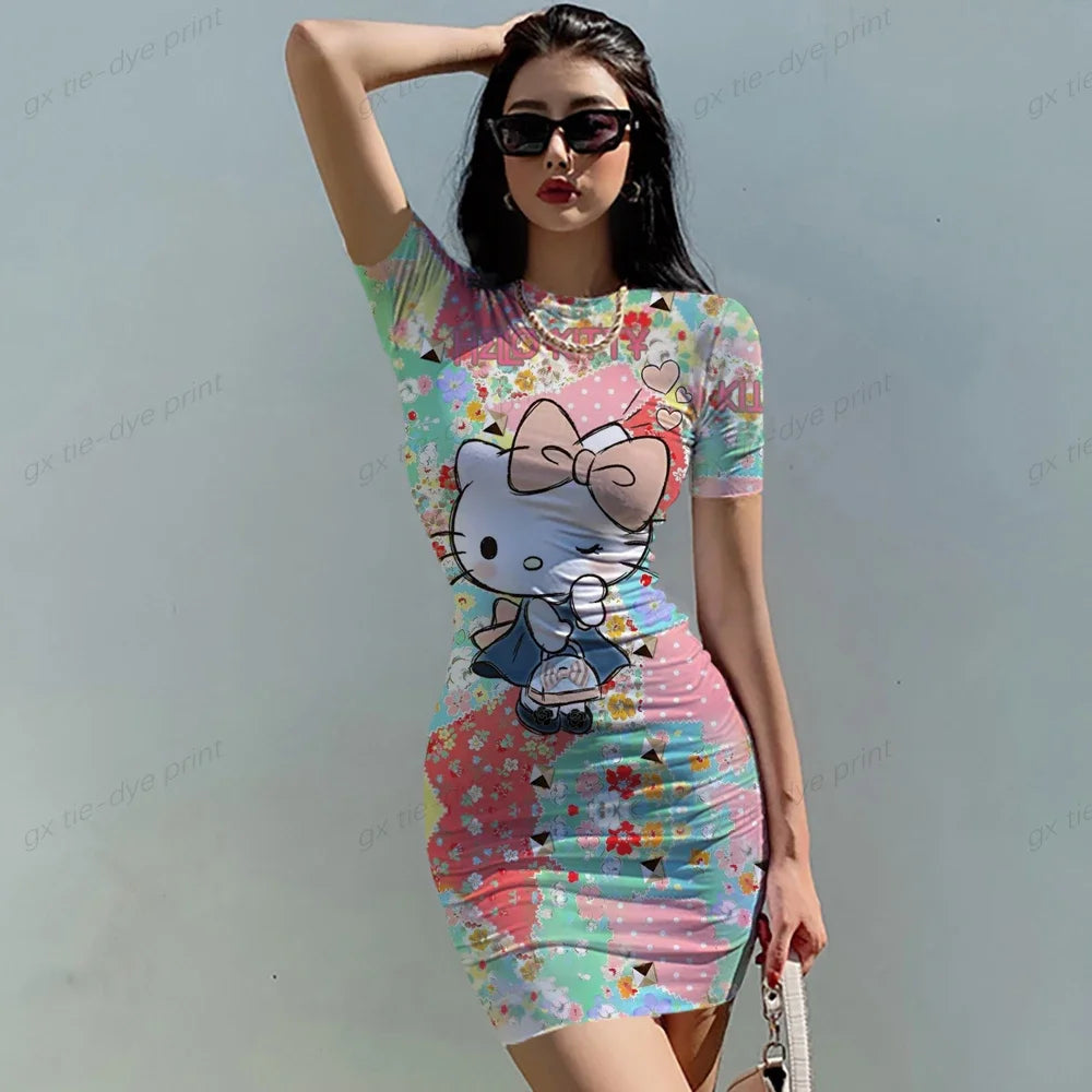 Hello Kitty Short Sleeve Bodycon Mini Dress