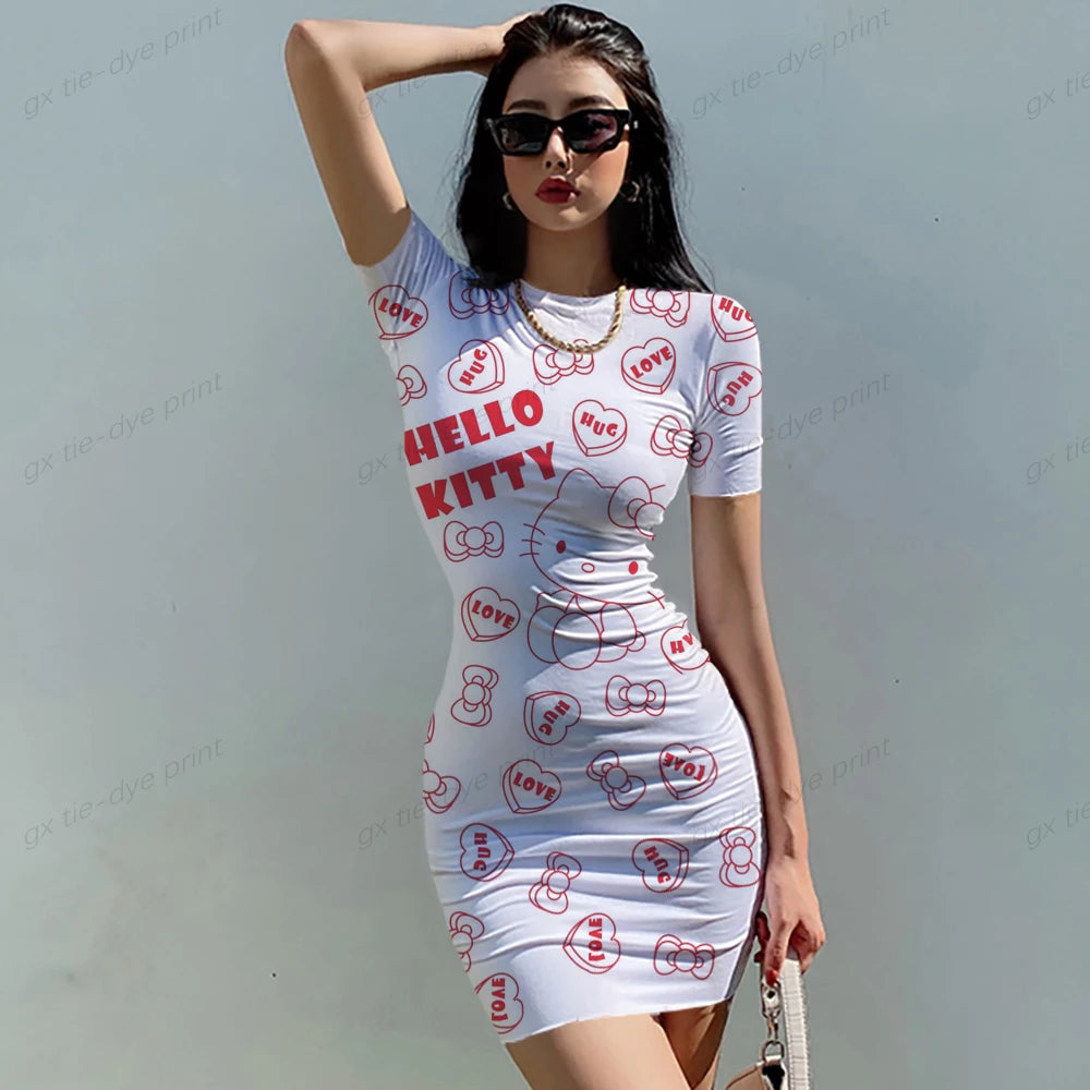 Hello Kitty 3D Print Bodycon Dress