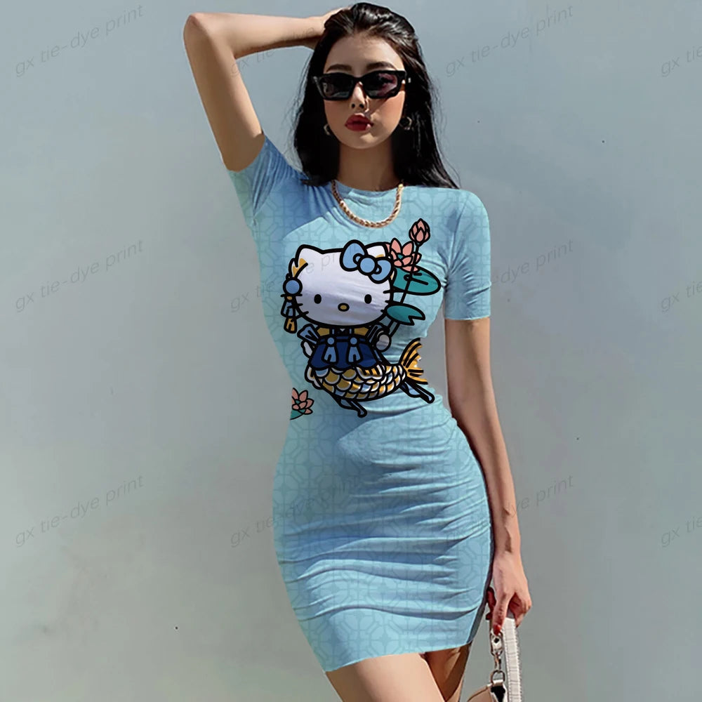Hello Kitty 3D Print Bodycon Dress