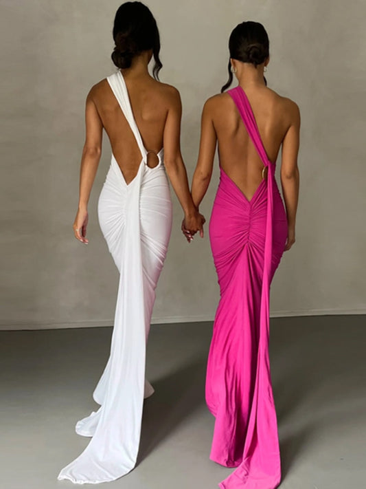 One Shoulder Backless Dress