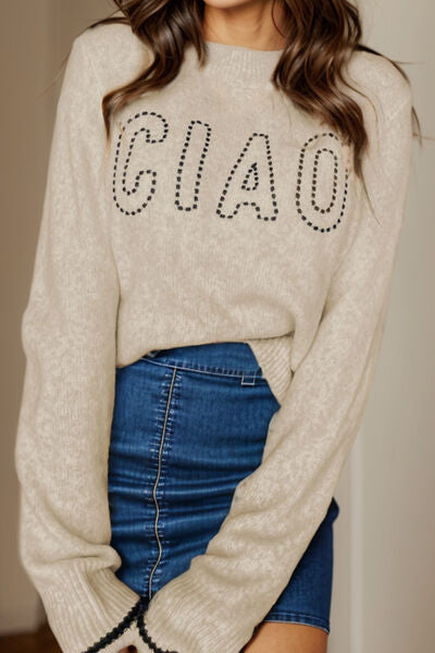 CIAO Round Neck Dropped Shoulder Sweater