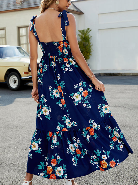Floral Tie Sleeveless Dress